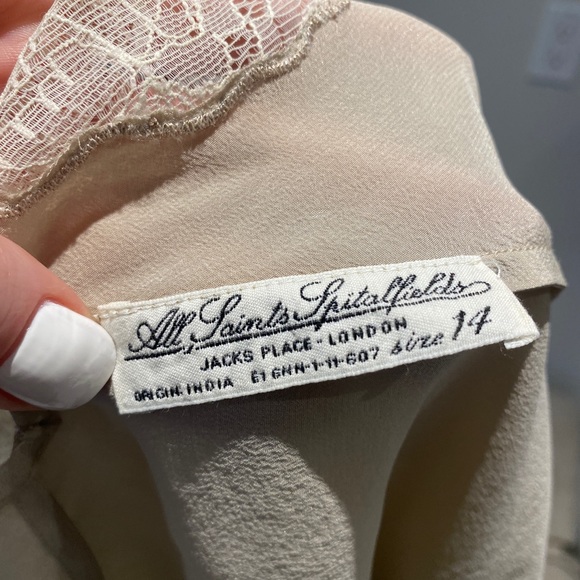 All Saints silk cami with lace trim - Picture 4 of 5